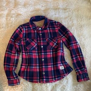 Weatherproof Kids Plaid Shirt - Pink and Navy